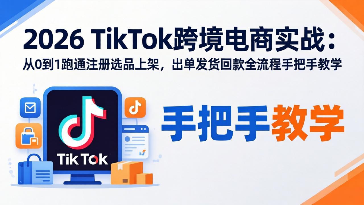 2026TikTok跨境电商实战-更新：从0到1跑通注册选品上架，出单发货回款全流程手把手教学-闲赋网