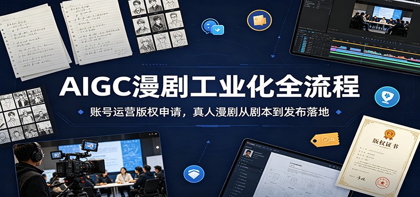 AIGC漫剧工业化全流程：账号运营版权申请，真人漫剧从剧本到发布落地-闲赋网