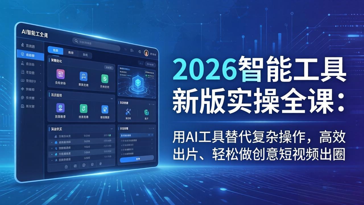 2026智能工具新版实操全课：用AI工具替代复杂操作，高效出片、轻松做创意短视频出圈-闲赋网