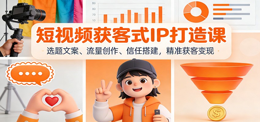 短视频获客式IP打造课：选题文案、流量创作、信任搭建，精准获客变现-闲赋网
