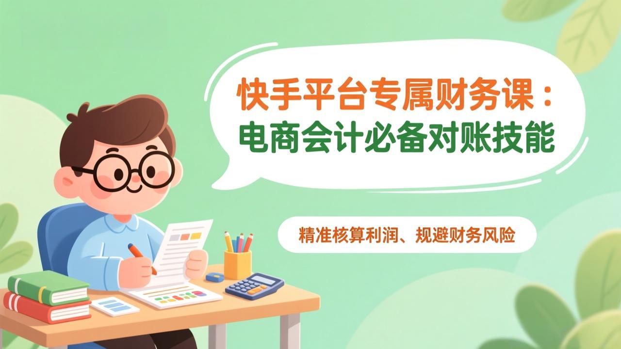 快手平台专属财务课：电商会计必备对账技能，精准核算利润、规避财务风险-闲赋网