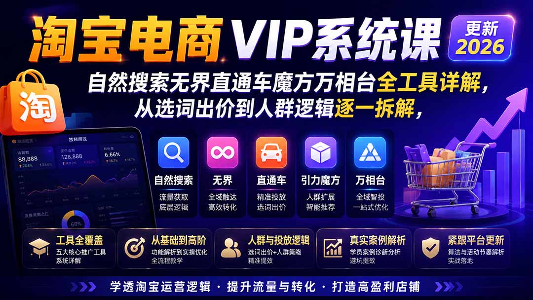 d3a2512966086bb31a6456410992128a.jpeg 2026淘宝电商终局之战VIP课-更新1015:自然搜索+直通车+无界+精准人群,系统掌握测款动销与全店推广布局方法