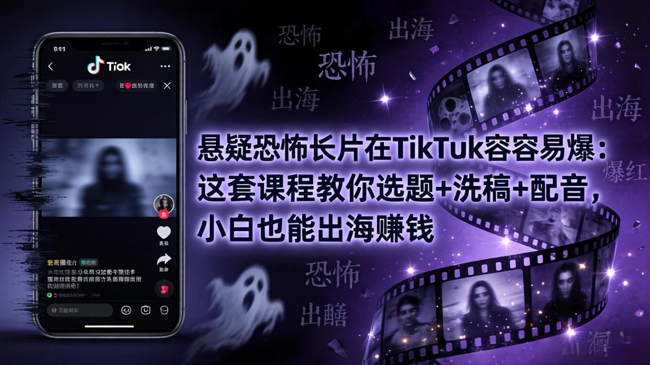 d439eec8da845c5856aaf6c288ced6d2.jpeg 悬疑恐怖长片在TikTok最容易爆:这套课程教你选题+洗稿+配音,小白也能出海赚钱