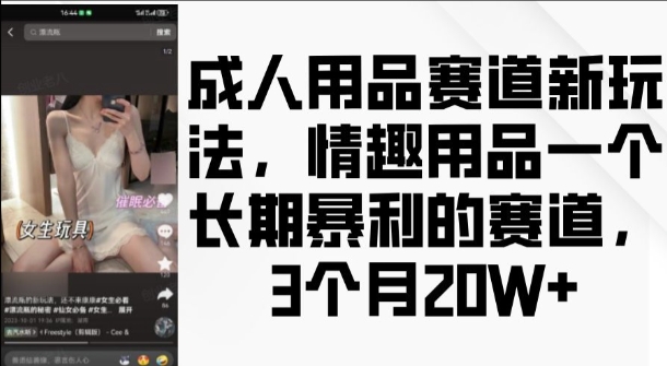 成人用品赛道新玩法，情趣用品一个长期暴利的赛道，3个月收益20个【揭秘】-闲赋网