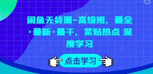 闲鱼无货源-高级班，最全·最新·最干，紧贴热点 深度学习-闲赋网