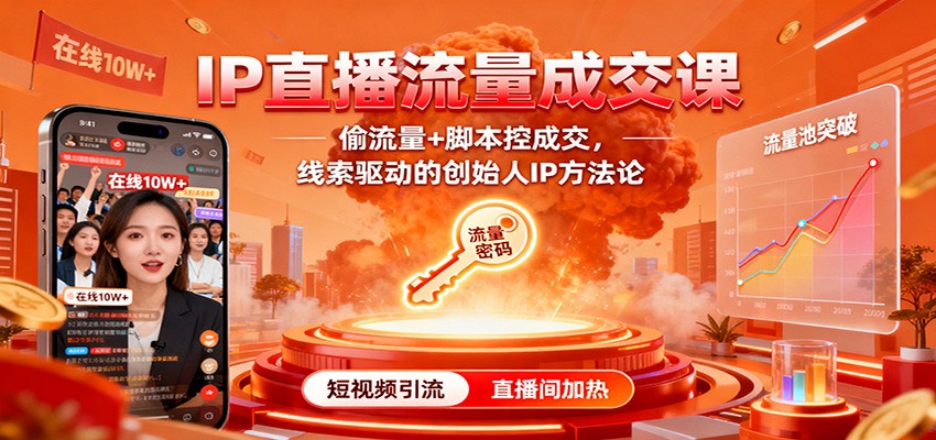 IP直播流量成交课：偷流量+脚本控成交，线索驱动的创始人IP方法论-闲赋网