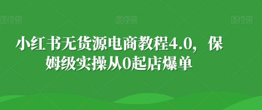 小红书无货源电商教程4.0，保姆级实操从0起店爆单【拆解】-闲赋网