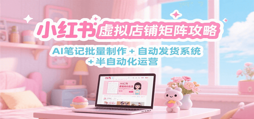 小红书虚拟店铺矩阵攻略：AI笔记批量制作 + 自动发货系统 + 半自动化运营-闲赋网