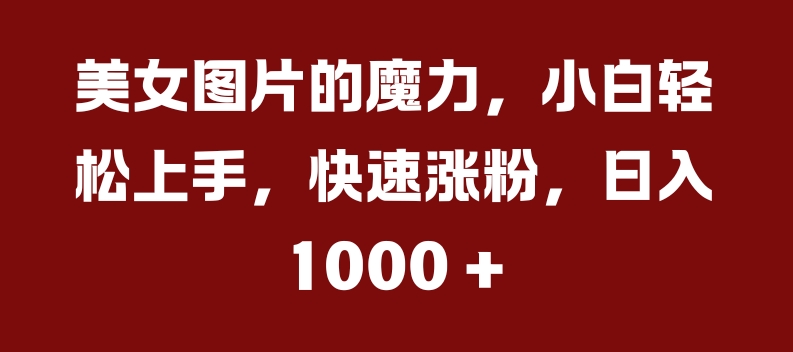 美女图片的魔力，小白轻松上手，快速涨粉，日入几张【揭秘】-闲赋网