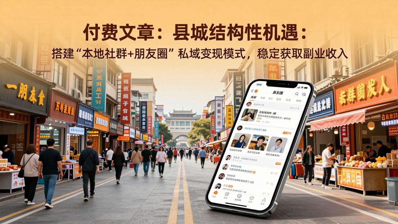 付费文章：县城结构性机遇：搭建“本地社群+朋友圈”私域变现模式，稳定获取副业收入-闲赋网