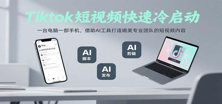 Tiktok短视频快速冷启动，一台电脑一部手机，借助AI工具打造媲美专业团队的短视频内容-闲赋网