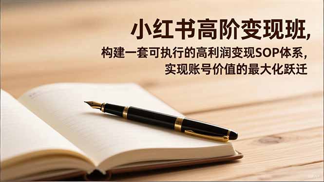 小红书高阶变现班，构建一套可执行的高利润变现SOP体系，实现账号价值的最大化跃迁-闲赋网