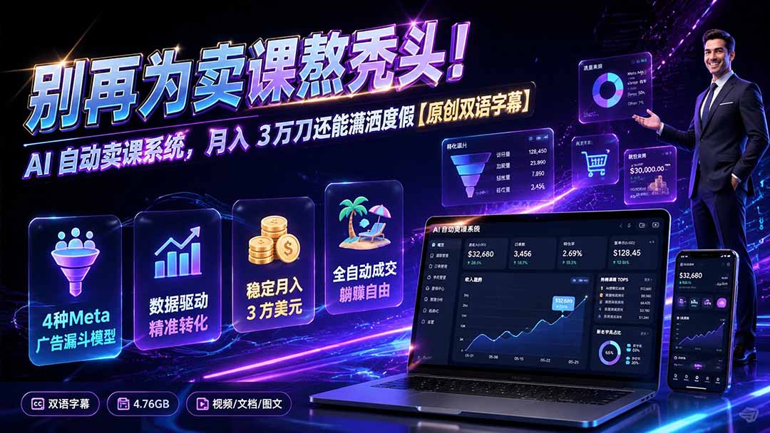 d7979604f2bbfa898a8bbcd91b327ba4.jpeg 别再为卖课熬秃头!AI 自动卖课系统,月入 3 万刀还能潇洒度假【原创双语字幕】