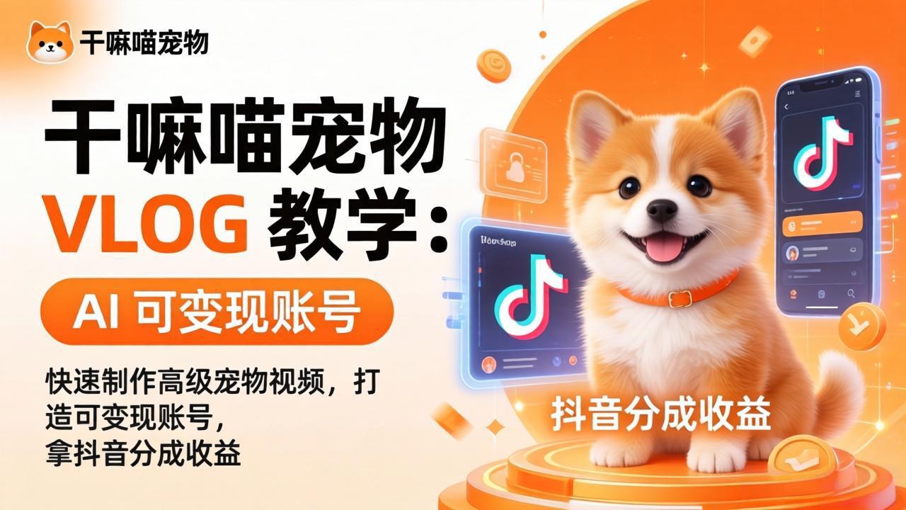 d7d3ed9000988bb88758015cab7f6ff1.jpeg 干嘛喵宠物 VLOG 教学:AI 快速制作高级宠物视频,打造可变现账号,拿抖音分成收益
