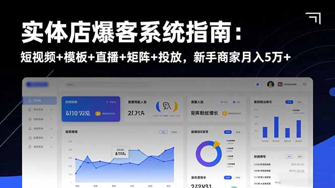 实体店爆客系统指南：短视频+模板+直播+矩阵+投放，新手商家月入5万+-闲赋网