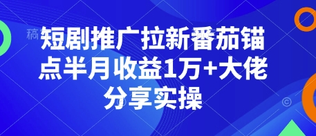 短剧推广拉新番茄锚点半月收益1万+大佬分享实操-闲赋网