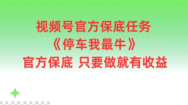 视频号官方保底任务，停车我最牛，官方保底只要做就有收益【揭秘】-闲赋网