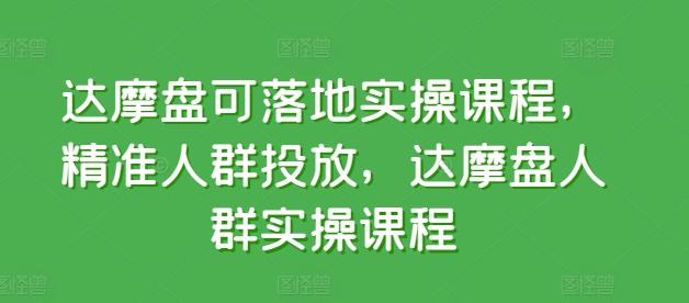 达摩盘可落地实操课程，精准人群投放，达摩盘人群实操课程-闲赋网