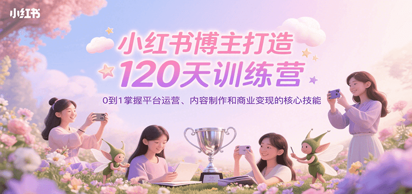 小红书博主打造120天训练营，0到1掌握平台运营、内容制作和商业变现-闲赋网