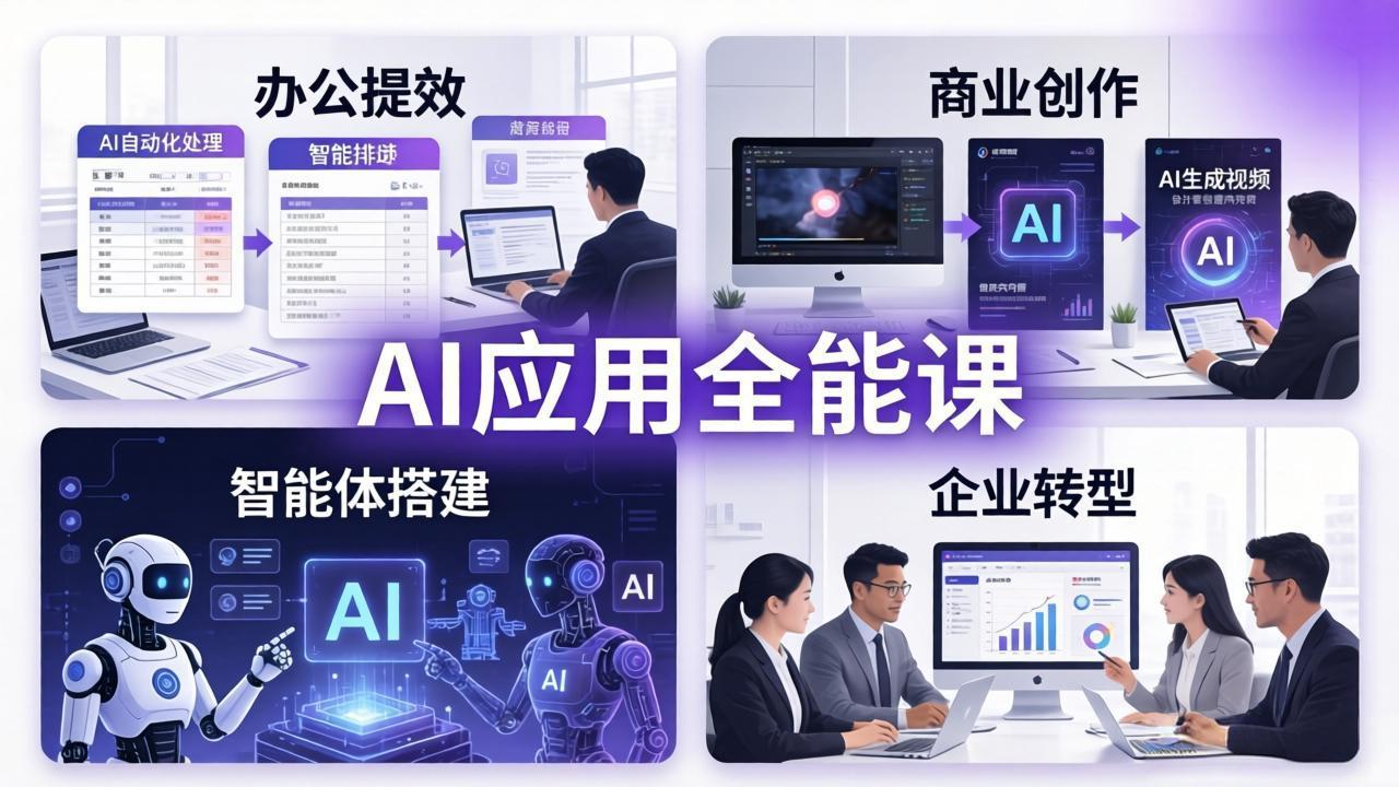AIGC 应用师全能课-更新：办公提效、商业创作、智能体搭建、企业转型，一站式学会AI应用-闲赋网