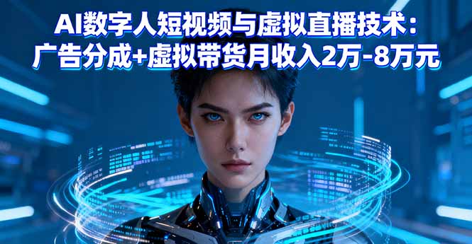 AI数字人短视频与虚拟直播技术：广告分成+虚拟带货月收入2万-8万元-闲赋网