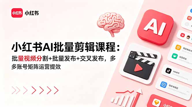 da02ace324f551ec007c56c59bf303c8.jpeg 小红书AI批量剪辑课程:批量视频分割+批量发布+交叉发布,多账号矩阵运营提效