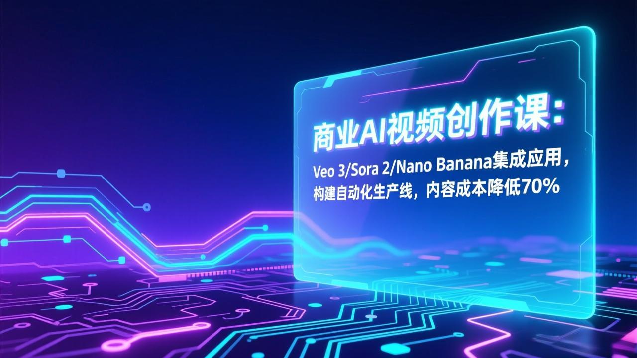 商业AI视频创作课：Veo 3/Sora 2/Nano Banana集成应用，构建自动化生产线，内容成本降低70%-闲赋网