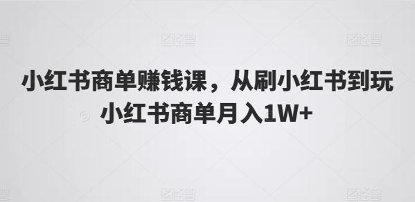 小红书商单赚钱课，从刷小红书到玩小红书商单月入1W+-闲赋网