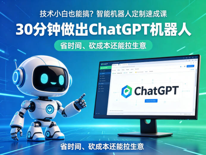 dae4f1190aac9f91982223b5a1dd298b.jpeg 技术小白也能搞?智能机器人定制速成课,30分钟做出ChatGPT机器人,省时间、砍成本还能拉生意