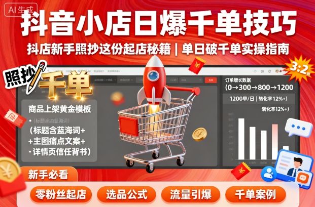 db0fb3a23cc293803f33d64b82c74b2d.jpeg 抖音小店日爆千单技巧,抖店新手照抄这份起店秘籍,单日破千单