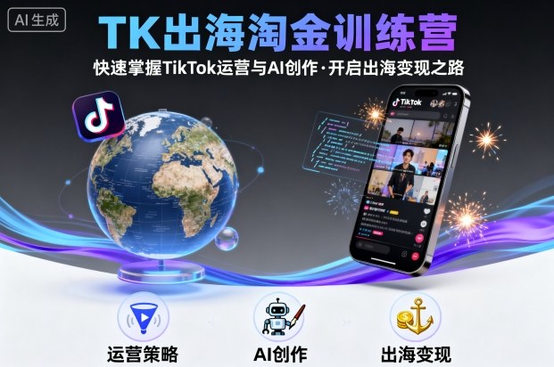 TK出海淘金训练营，助你快速掌握TikTok运营与AI创作，开启出海变现之路-闲赋网