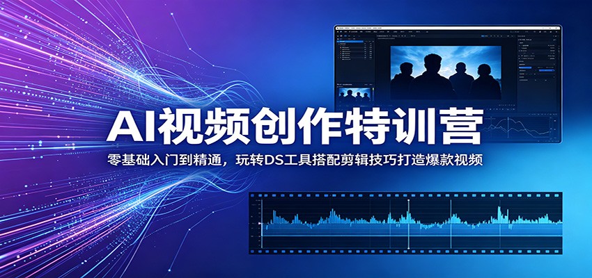 AI视频创作特训营：零基础入门到精通，玩转DS工具搭配剪辑技巧打造爆款视频-闲赋网