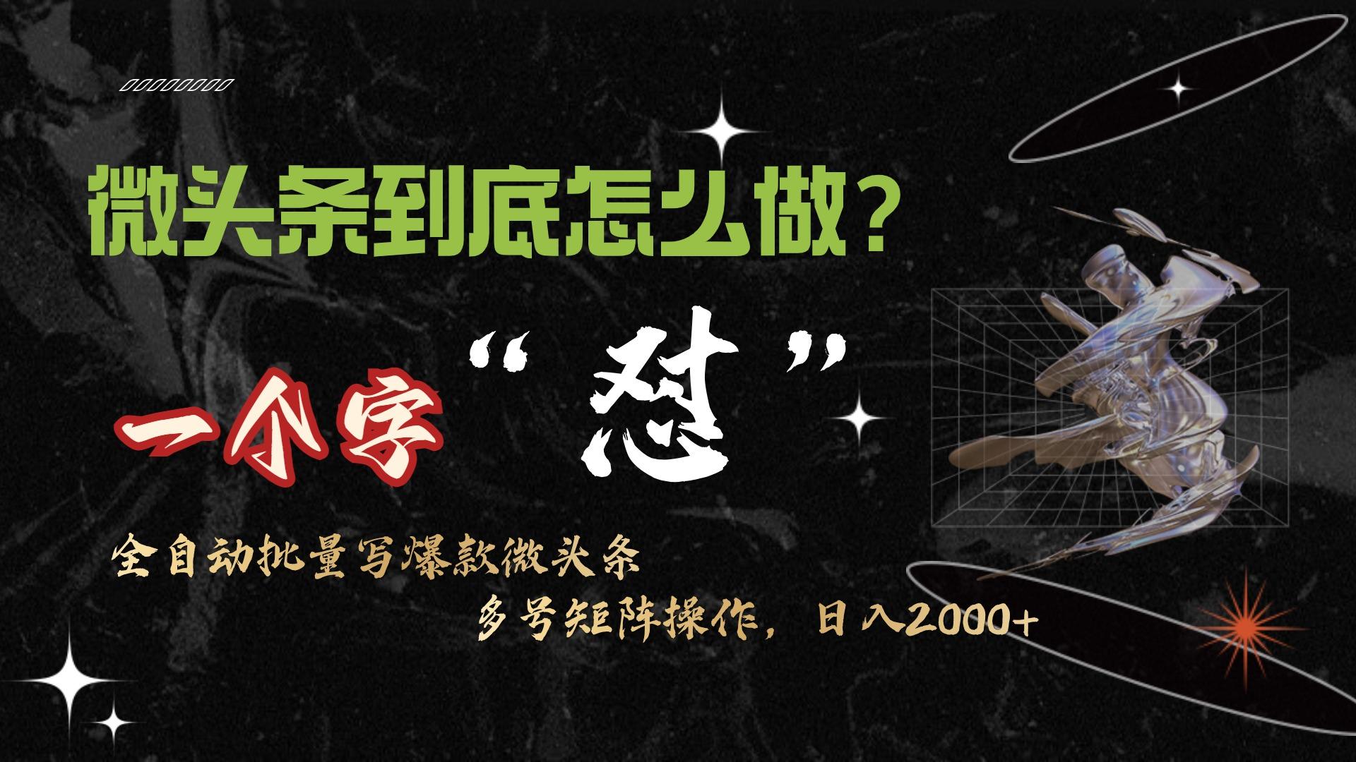 (9809期)微头条最新最强连怼操作，10分钟50条，真正解放双手，月入1w+-闲赋网
