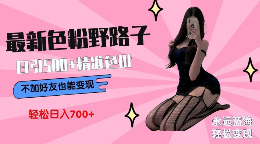 最新色粉变现野路子，日引500+老色批 可不加好友直接变现 小白轻松日入700+-闲赋网