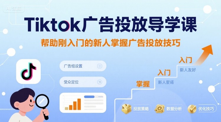 Tiktok广告投放导学课，帮助刚入门的新人掌握广告投放技巧-闲赋网
