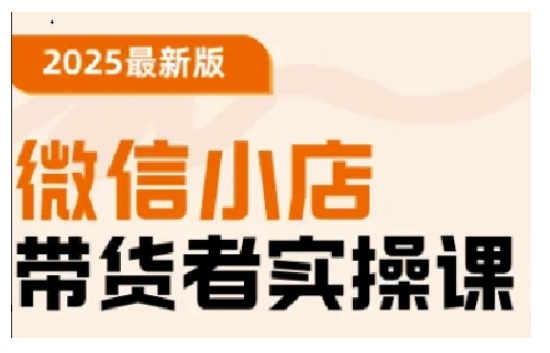 2025最新版微信小店带货者实操课，基础操作到高级运营技巧，快速上手-闲赋网