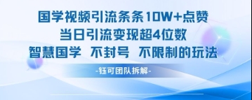 国学视频引流条条10W+点赞当日引流变现超4位数-闲赋网