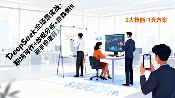 DeepSeek全场景实战：职场写作+数据分析+自媒体创作，新手快速月入过万-闲赋网