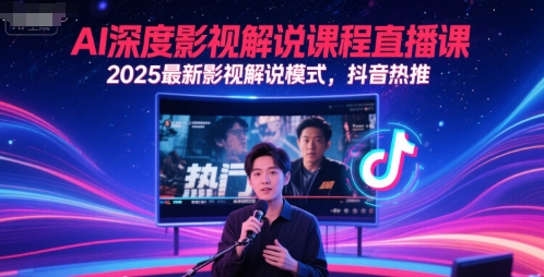 AI深度影视解说课程直播课，2025最新影视解说模式，抖音热推-闲赋网