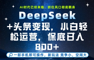 DeepSeek+头条变现，保姆级教学，小白轻松上手，日入8张+【揭秘】-闲赋网
