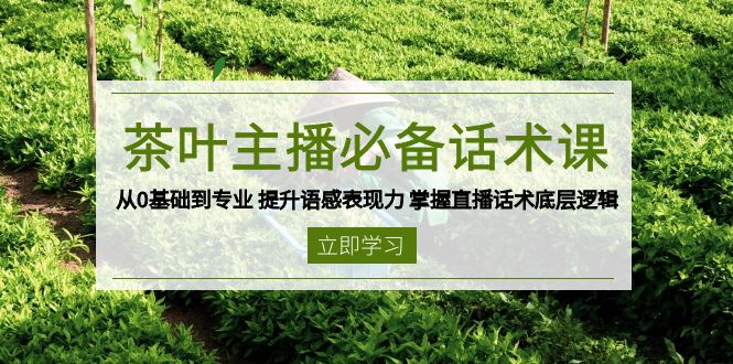 茶叶 主播必备话术课 从0基础到专业 提升语感表现力 掌握直播话术底层逻辑-闲赋网