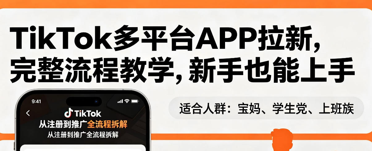 TikTok多平台APP拉新，完整流程教学，新手也能上手，轻松出海搞美金-闲赋网