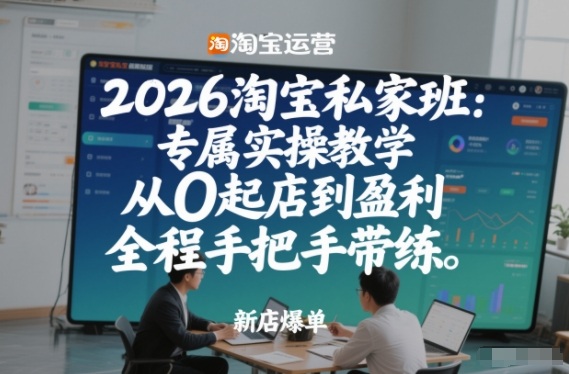 2026淘宝私家班：专属实操教学，从0起店到盈利，全程手把手带练(更新26年2月)-闲赋网