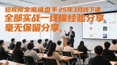 短视频全案操盘手25年3月线下课，全部实战一线操盘手经验分享，毫无保留分享，全是干货-闲赋网