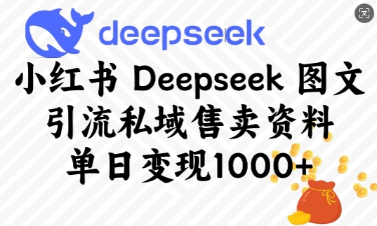 df70ce581737b923d7639080cc41dc23.jpeg 小红书Deepseek图文引流私域售卖资料,单日变现多张