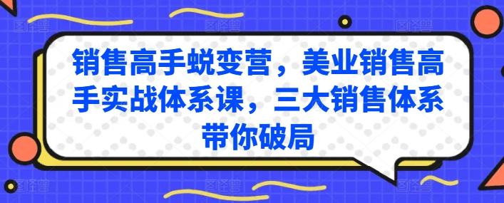 销售高手蜕变营，美业销售高手实战体系课，三大销售体系带你破局-闲赋网