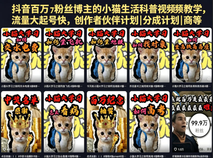 e1b9d92e31462b45b664336c14f2c7d5.jpeg 抖音百万粉丝博主的小猫生活科普视频教学,流量大起号快,创作者伙伴计划|分成计划|商单|收徒等