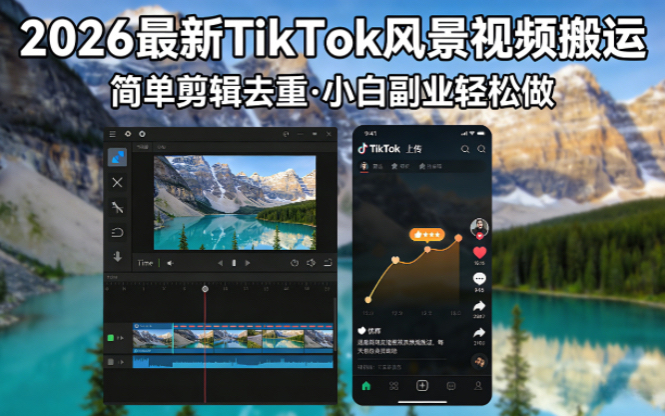2026最新TikTok风景视频搬运简单剪辑去重小白副业月入 8000-闲赋网
