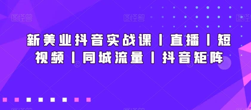 新美业抖音实战课丨直播丨短视频丨同城流量丨抖音矩阵-闲赋网