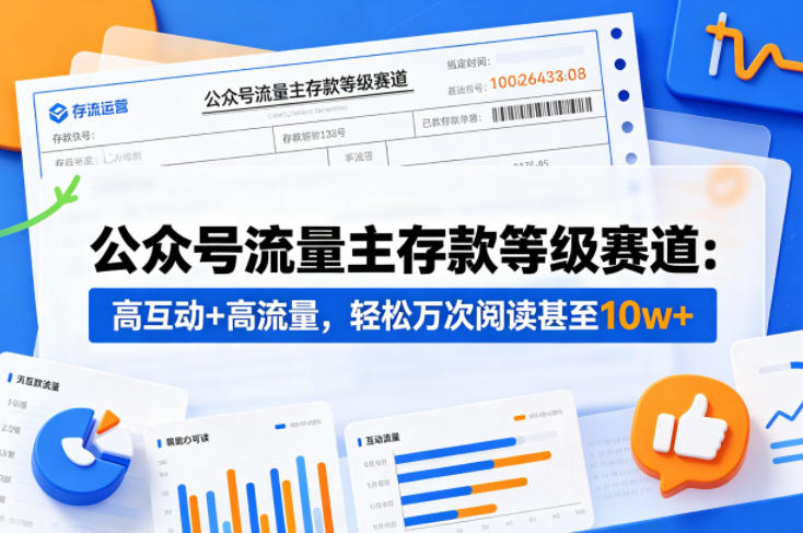 公众号流量主之存款等级赛道，高互动+高流量，轻松达到万次阅读，甚至10w+-闲赋网
